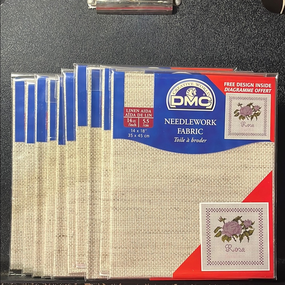 Lot of 10 DMC Needlework Fabric Linen Aida 14" X 18"